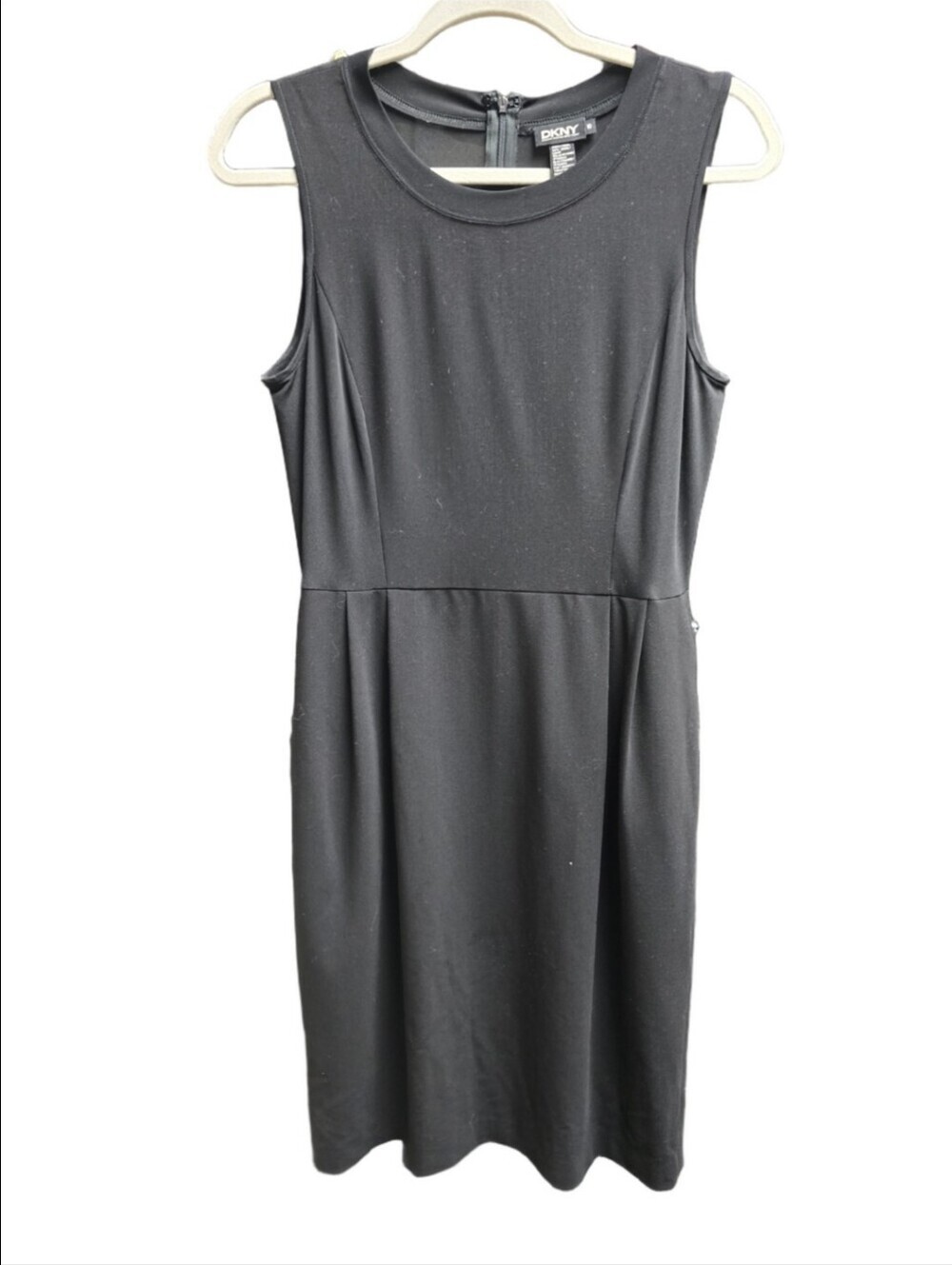 DKNY Black Sleeveless Midi Sheath Dress Sz. 10 Wool Blend Lightweight